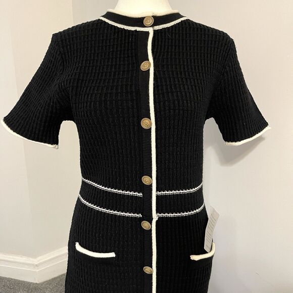 Zoe and Claire Tipped Button Front Midi Sweater Dress Womens Large NEW W Tags - Picture 4 of 15